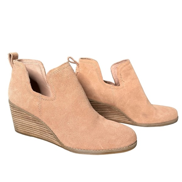 TOMS | Kallie Wedge Booties Buck Brown Suede Size 10 - Picture 1 of 10